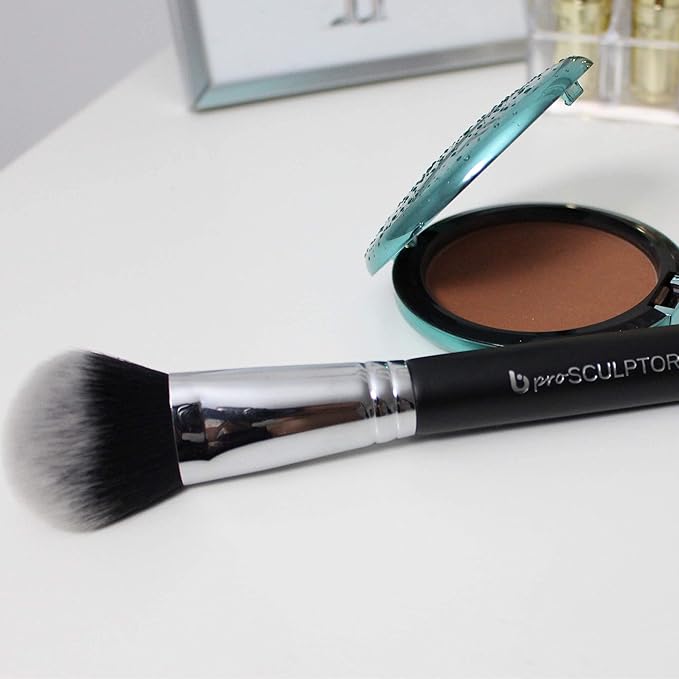 Contour Brush Bronzer Brush - Beauty Junkees Pro Sculptor Angled Makeup Brush, Cheek Hugging Soft Dome for Cheekbone Contouring, Sculpting, Blush, Cream, Powder, Liquid; Synthetic Vegan