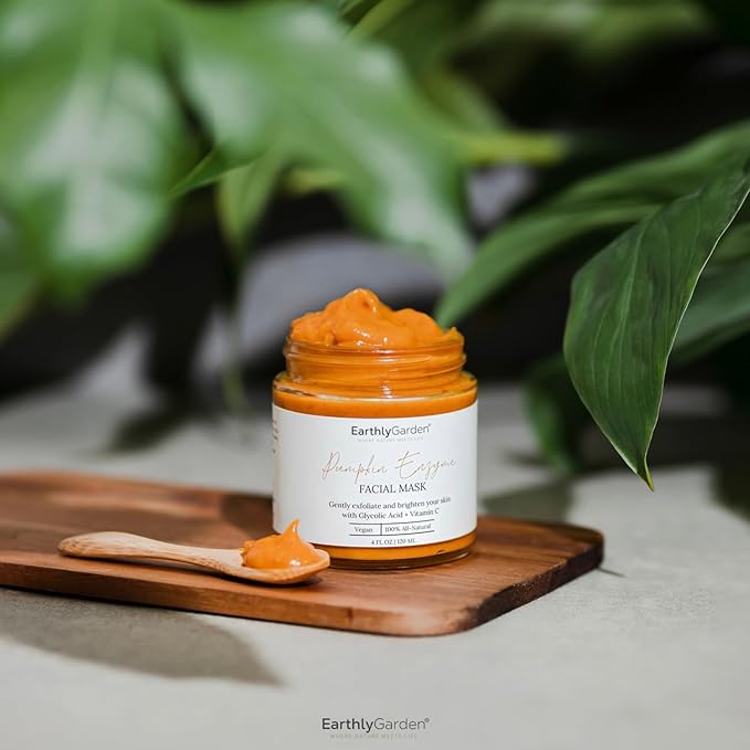 Pumpkin Enzyme Exfoliating Face Mask – Natural AHA Facial Treatment with Vitamin C & E – Brightens Dull Skin, Fades Dark Spots & Hydrates – Vegan Skincare for All Skin Types – 4 oz