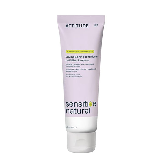 ATTITUDE Hair Conditioner for Sensitive Dry Scalp, For Thin Hair, Soothing Oat, Naturally Derived Ingredients, Dermatologically Tested, Vegan Detangler, Volume and Shine, 8 Fl Oz
