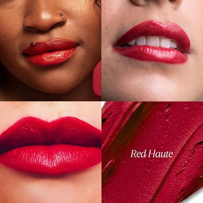 Mini 4Ever Haute Lipstick – Red Lipstick Long Lasting, Bold Satin Finish, Vegan, Cruelty-Free - Clean & Natural, Travel-Friendly Lip Color (Red Haute)