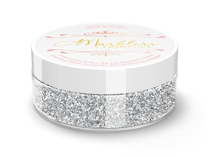 MARBLERS Twinkle Face & Body Glitter [Silver] 0.18oz (5g) | Fine | Non-Toxic | Vegan | Cruelty-Free | Festival, Rave & Party Makeup | Eye, Hair, Nail Polish, Eyeshadow | Nail Art | Gel Nail