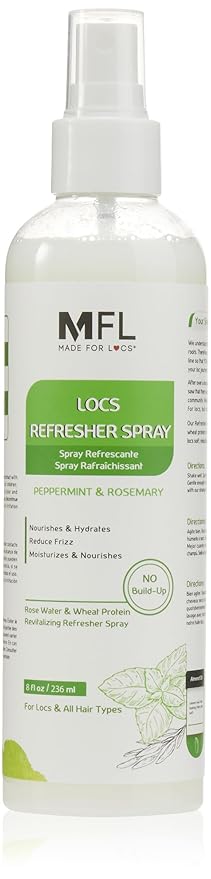 Made For Locs Vegan Rose Water Refresher Spray | Locs Moisturizer | Locs Deodorizer | Amazing Scents (Peppermint, 8 oz)