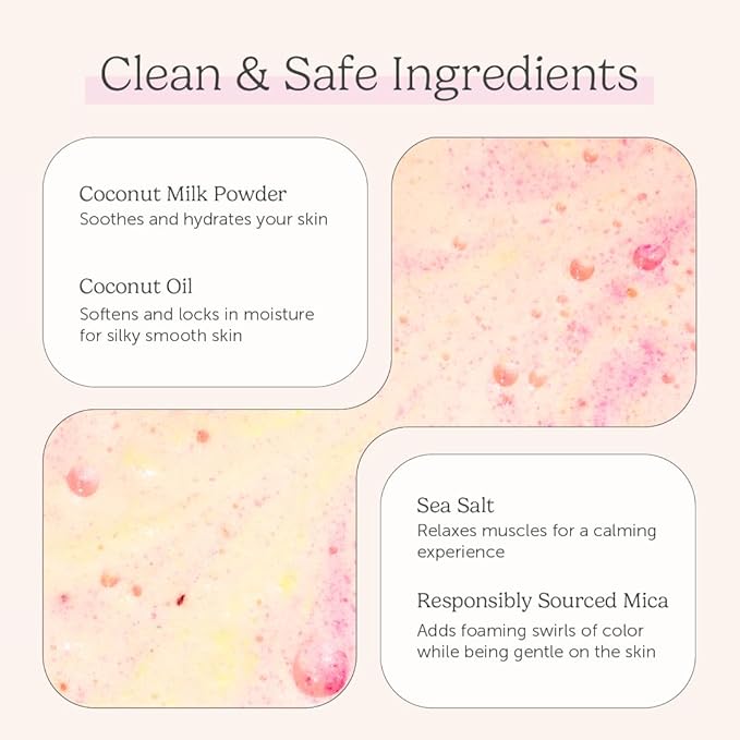 Coconut Milk Bath Soak, Salt Bath, Adult Bubble Bath, Natural Detox Foaming Body Soak, Foot Soak, Vegan Body Skin Care, 9 oz. (Fruit Smoothie)