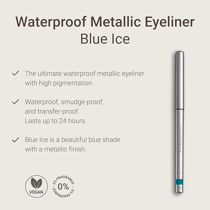 Sandstone Scandinavia Hypoallergenic Waterproof Metallic Eyeliner Pencil – Blue – Fragrance-Free, Vegan – Smudge-Proof Eye Liner for Sensitive Eyes