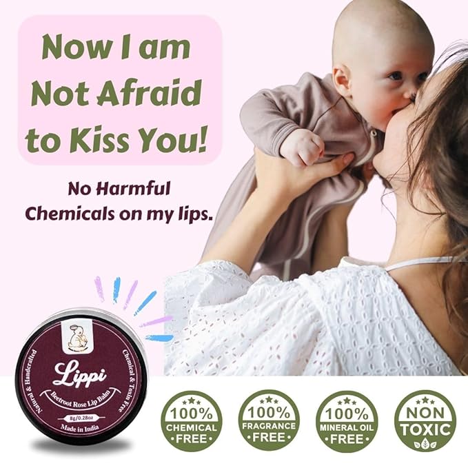 Lippie Beetroot & Rose Tinted Lip Balm and Cheek Tint, 100% Natural No Artificial Colors or Toxic Chemicals