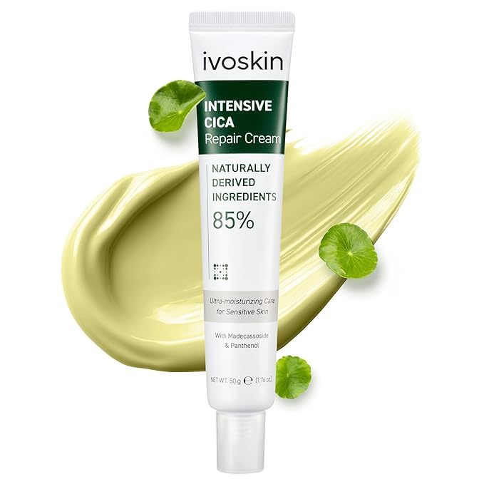Cica Redness Relief Treatment Cream, Soothing & Hydrating Green Correcting Moisturizer with Madecassoside, Helps Repair Skin Barrier for Sensitive Skin, Vegan, Korean Skincare (1.76oz / 50g)