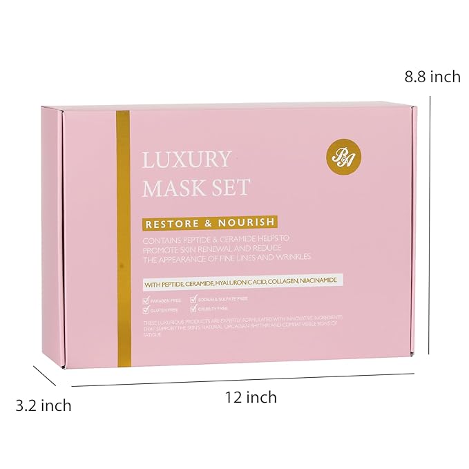 33 Pcs Valentines Day Gifts for Women, Rose Essential Oil Face Hydrogel Mask, Face Sheet Mask, Skin Care Set, Clay Mask, Under Gel Mask, Gel Lip Mask, Christmas, Birthday, Baby Shower