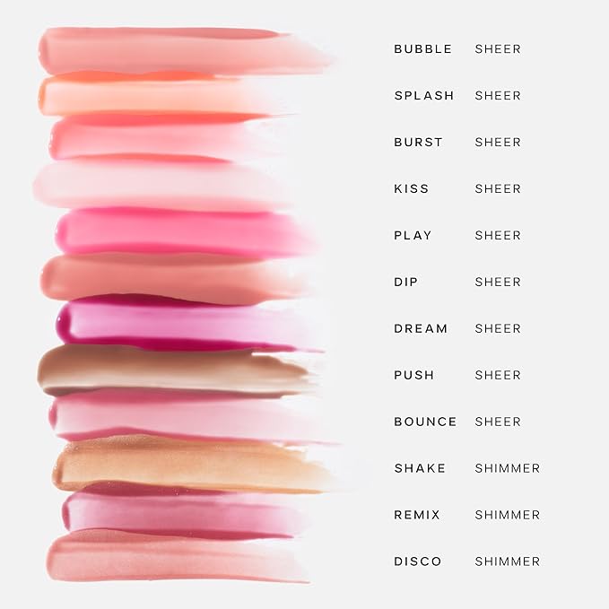 Saie Dewy Glow Duo - Dew Liquid Blush - (.40 oz, Lady), Glossybounce Lip Gloss-Oil Hybrid (.17 oz, Bubble) - Hydrating, Vegan Makeup for Radiant Cheeks & Lips