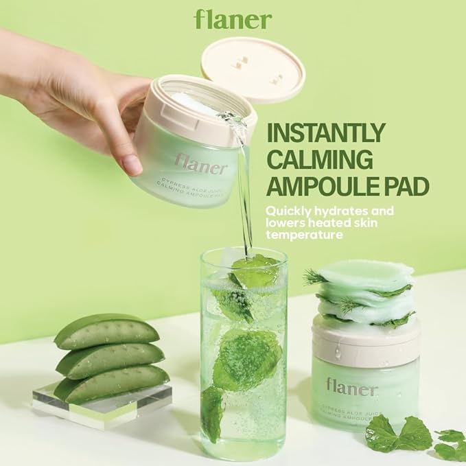 Cypress Aloe Calming Toner Pads [70 Sheets] – Instantly Cooling & Soothing Toner with Centella Asiatica, Reduce Redness & Pore Care, Vegan, Dermatologist-Tested for Sensitive & Acne-Prone Skin