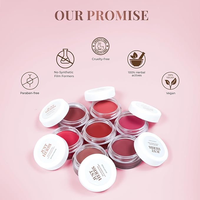 Just Herbs Organic Creamy Matte 3 in 1 Lip & Cheek Tint, Blush For Women - SLS,Chemical & Paraben Free - 0.14 fl. oz. (Soft Nude)