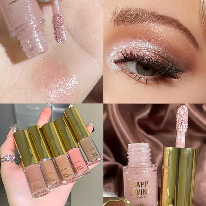Light Pink Shimmer Liquid Metallic Eyeshadow, Longwear Eye Makeup For Older Women, Buildable Highly Pigmented & Blendable Eye Shadow Cream in Shimmer Finishes, Vegan & Cruelty-Free, (08#Light Pink)