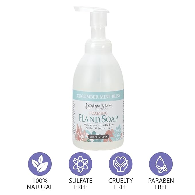 Ginger Lily Farms Botanicals All-Purpose Foaming Hand Soap Refill, 100% Vegan & Cruelty-Free, Cucumber Mint Bliss Scent, 20 Fl Oz (Pack of 1)