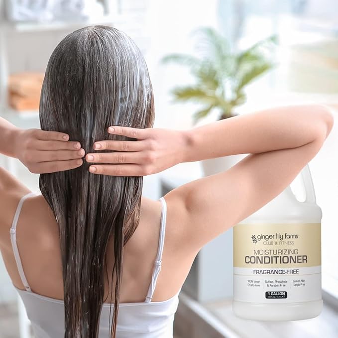 Ginger Lily Farms Club & Fitness Moisturizing Conditioner for Dry Hair, 100% Vegan & Cruelty-Free, Fragrance Free, 1 Gallon (Pack of 4)