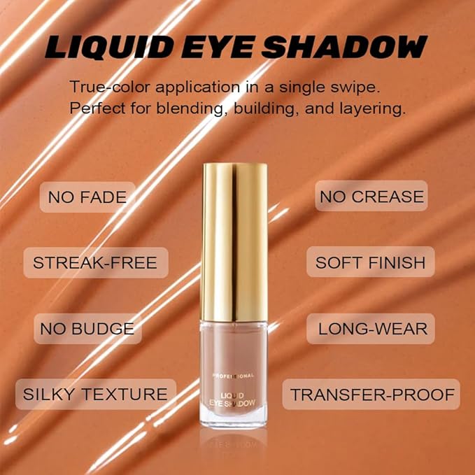 Light Brown Matte Liquid Metallic Eyeshadow, Longwear Eye Shadow Makeup For Older Women, Buildable Highly Matte Eye Shadow Cream in Finishes, Vegan & Cruelty-Free, (02#Light Brown)