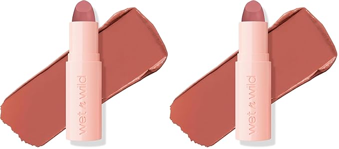 wet n wild Mega Last Rich Satin Lip Color,Rich Creamy Color with Satin Finish,Infused with Vitamin E & Moisturizing Argan Oil,Lightweight,Silky-Smooth,Vegan & Cruelty-Free- Hush Lil' Beige (Pack of 2)