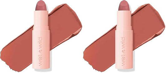 wet n wild Mega Last Rich Satin Lip Color,Rich Creamy Color with Satin Finish,Infused with Vitamin E & Moisturizing Argan Oil,Lightweight,Silky-Smooth,Vegan & Cruelty-Free- Hush Lil' Beige (Pack of 2)