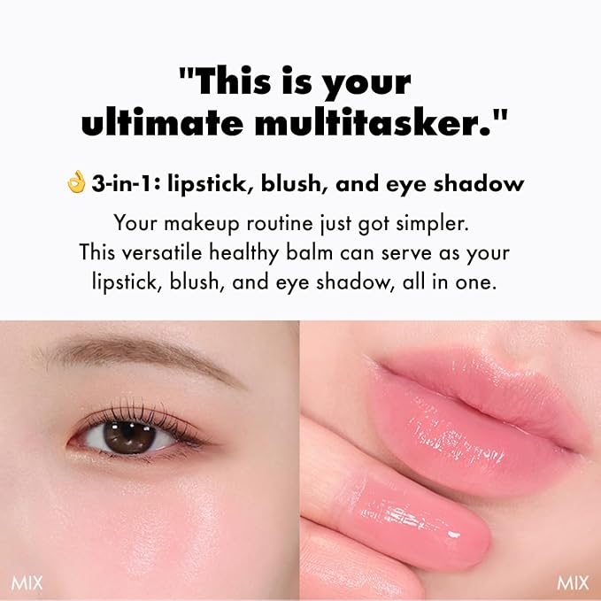 Amuse SEOUL Lips and Cheeks Healthy Balm 01 BOKSOONGA BALM | Moisturizing, Glossy, Creamy Texture, Lightweight, Dewy Finish, Natural-looking Color, K Beauty Makeup, Vegan (1.5g / 0.05 oz)