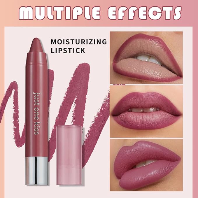 Wine Red Hydrating Cream Lipstick Lip Crayon for Women, Moisturizing Lipstick Long-lasting Waterproof, Retractable Lips Crayon Liner Goes on Smoothly, Tinted Lip Balm + Lips Color in One, 08#