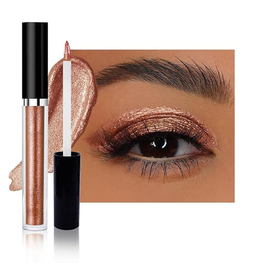 SUAKE Liquid Sparkling Glitter Eyeshadow Stick Pack - High Pigment Shimmer Metallic Eye Shadow, Long-Lasting, White Blue Black Gold Purple Bold Colors,Quicking-Dry (4#-Rose Gold, Pack of 1)