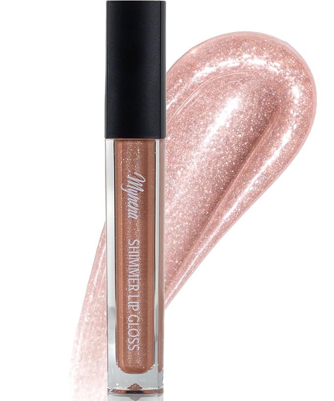 Mynena Nude Caramel Shimmer Lip Gloss | Non-Sticky Lightweight Topper | High-Shine Iridescent Sparkle | Layerable Demi-Sheer Finish | Paraben-Free & Cruelty-Free | Star