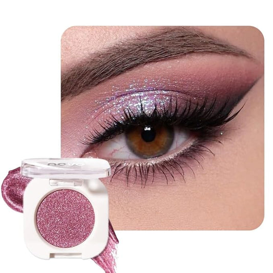 Ultra-Fine Pressed Pigment Single Eyeshadow – Lightweight, Highly Blendable Shimmering lavender-pink glitter Eye Shadow, 12 Rich Matte/Shimmer Shades for Makeup, Vegan & Cruelty-Free (#08 Glam Rock)