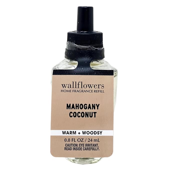 Bath & Body Works Mahogany Coconut - 2 Pack Wallflowers Home Fragrance Refill with a Natural Oats Sample Soap