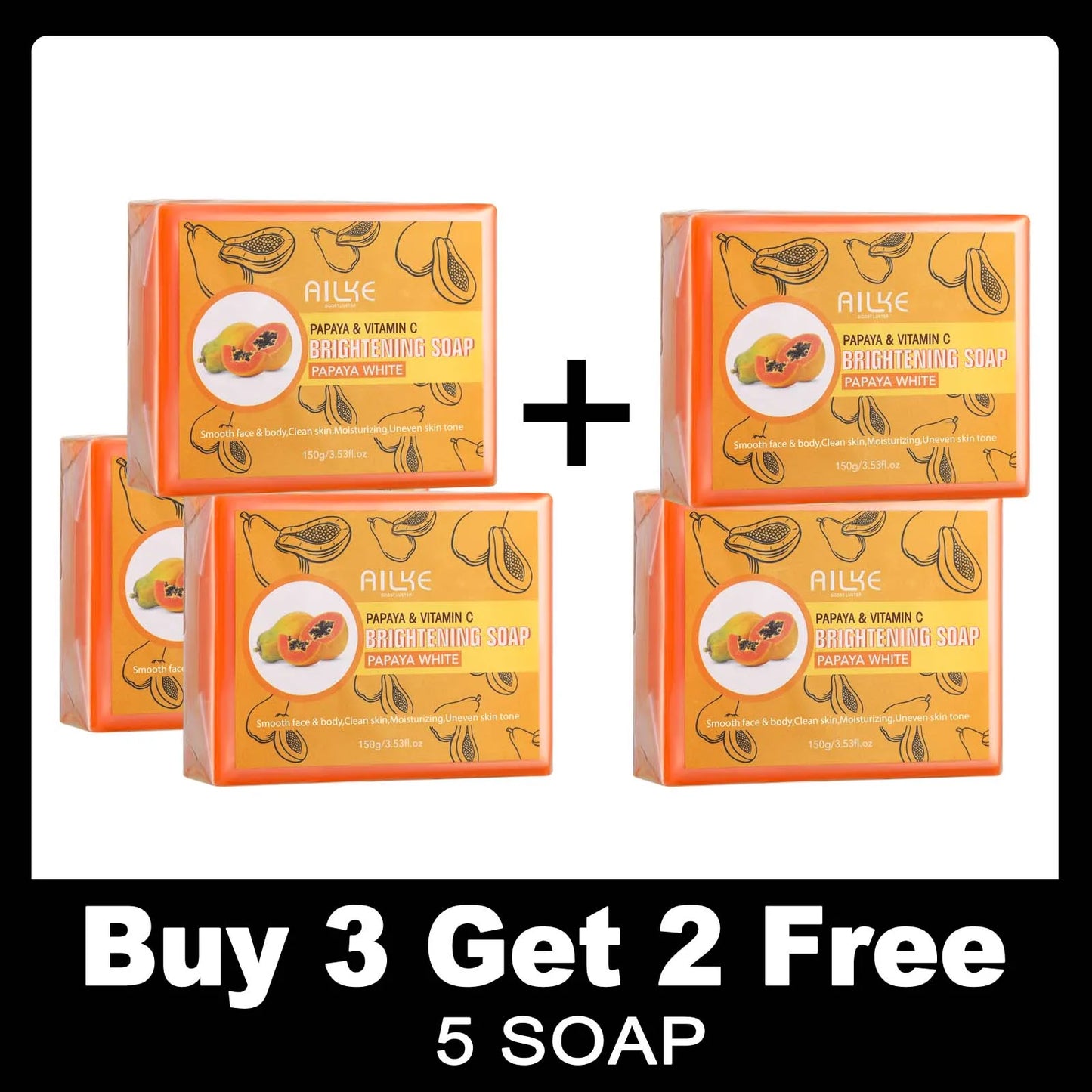 Skin Whitening Handmade Soap -Organic Papaya Soap for Black Spots, Clean Stains, Improves Dull Skin, Face & Body & Hands