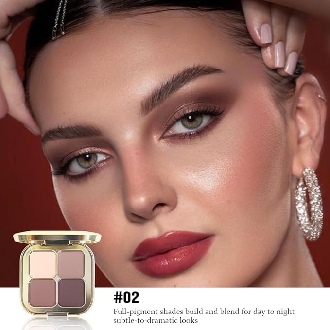 Nude Taupe Brown 4Colors Eyeshadow Makeup Palette with Mirror,Natural Neutral Powde Eye Shadow Palettes for Older Women,Long Lasting Naturing-Looking,Lightweight Eye Makeup Kit Travel Size,Vegan