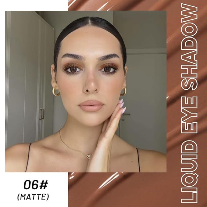 Dark Brown Matte Liquid Metallic Eyeshadow, Longwear Eye Shadow Makeup For Older Women, Buildable Highly Matte Eye Shadow Cream in Finishes, Vegan & Cruelty-Free, (06#Dark Brown)