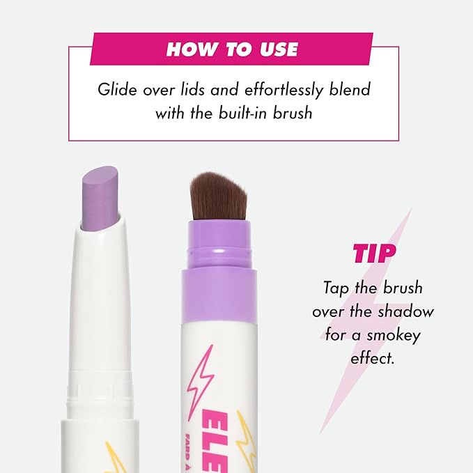Lime Crime Electric Slide Eyeshadow & Brush Stick, Whatever - Lightweight 2-in-1 Eyeshadow Smudge Stick with Angled Brush for Long Lasting & Natural Color or Glow - Vegan & Cruelty-Free