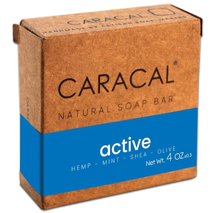 CARACAL Active Camphor Menthol Blast Cooling Soap Bar with Hemp Oil - All Natural Mint Leaves, Olive, Coconut, Castor Oils & Shea Butter