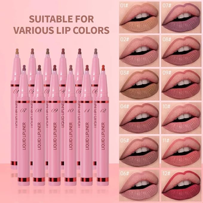 Deep Plum Lip Liner Stain – 24H Longwear Waterproof Matte Lip Contour Pen, Transfer-Proof Precision Marker for Defining & Outlining Lips All Day Stay Lip Lip Liner Marker 07#