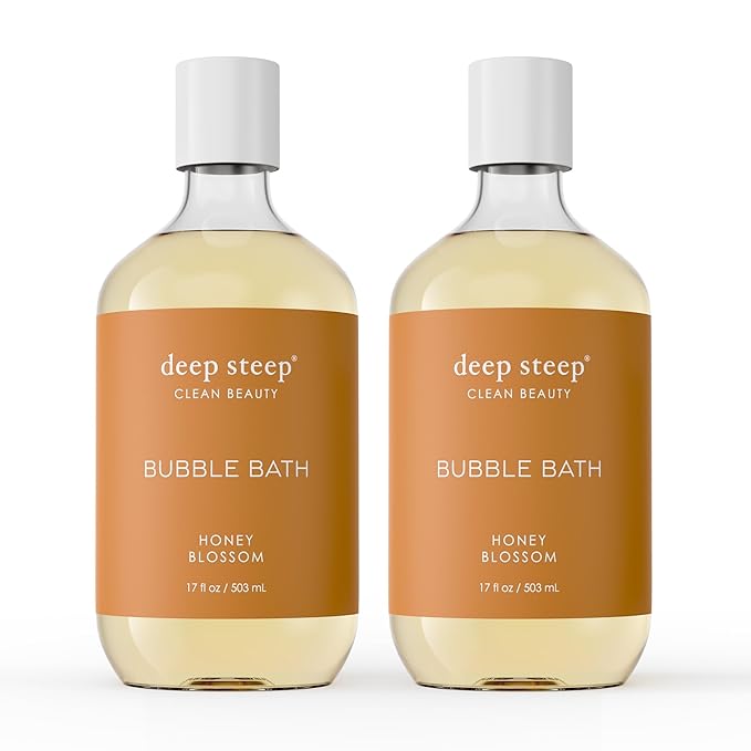 Deep Steep Bubble Bath, Honey Blossom 17 oz (Pack of 2) – Hypoallergenic, Clinically Tested Soothing Soak with Shea Butter & Argan Oil – Sulfate-Free