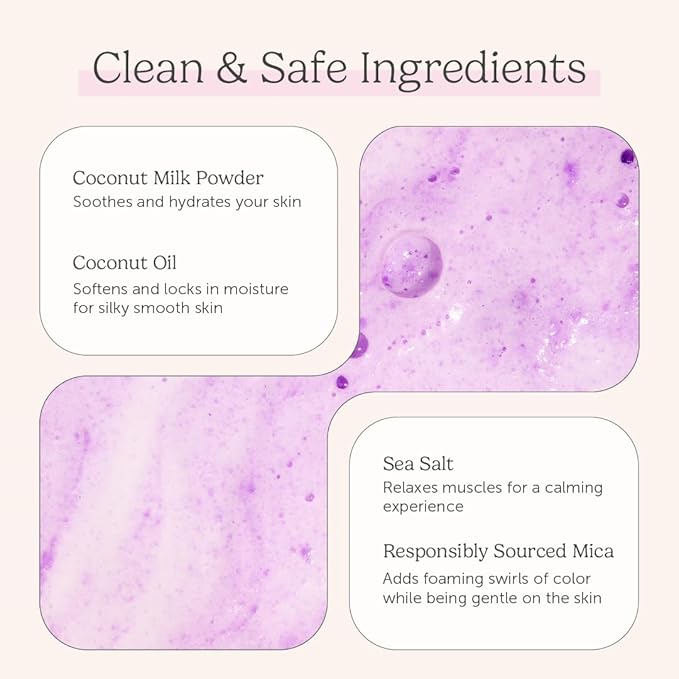 Bath Soak, Salt Bath, Bubble Bath, Natural Detox Foaming Body Soak, Foot Soak, Vegan Body Skin Care, 9 oz. (Lavender)
