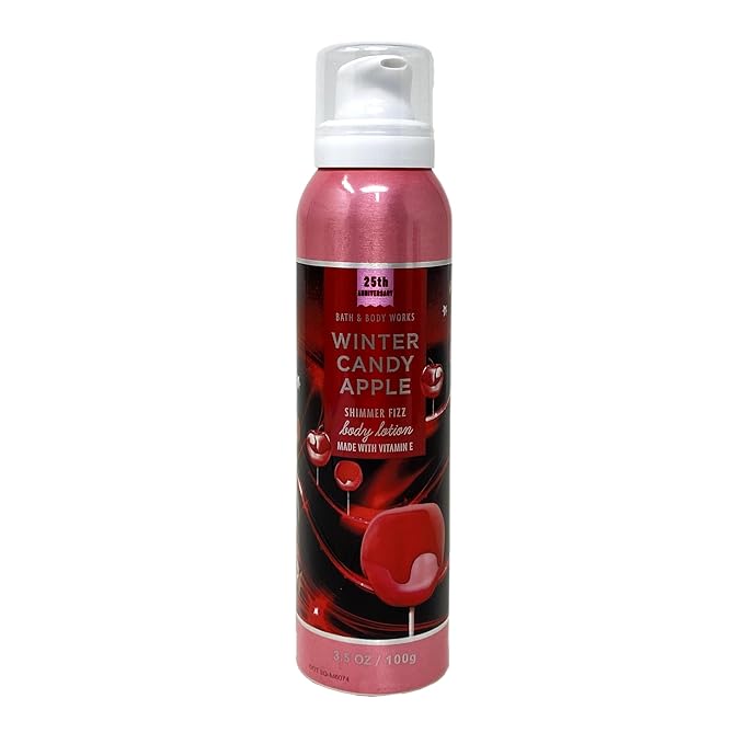 Bath & Body Works Winter Candy Apple Shimmer Fizz Body Lotion with a Natural Oats Sample Soap