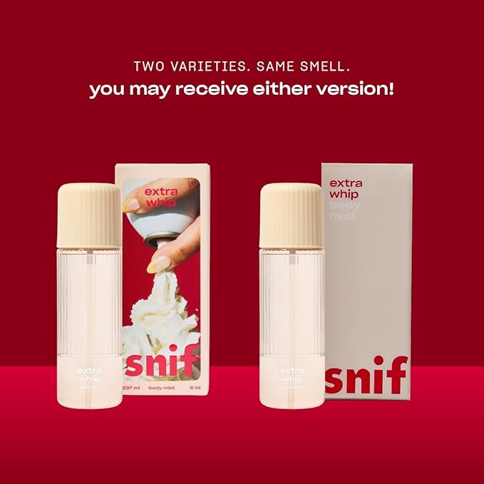 Snif Extra Whip Body Mist 8oz, Gourmand Vanilla Musk Fragrance Mist for Body & Hair, Icing Sugar, Whipped Cream & Sandalwood, Clean, Vegan, Cruelty Free