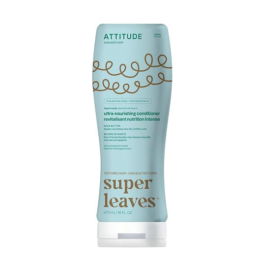 ATTITUDE Ultra-Nourishing Conditioner for Curly Hair with Shea Butter, Vegan Detangler and Naturally Derived 4a, 4b, 4c Curl Type, Deeply Nourishes Curls, 16 Fl Oz