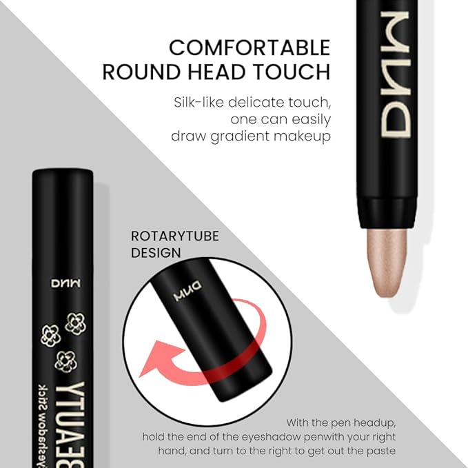 evpct Mocha Beige Shimmer Cream Eye Shadow Brightener Sticks Set for Eyes, Mocha Beige Shimmery Matte Pencil Eye shadow Applicator Stick Pen Palette Makeup Waterproof sombras en crema para ojos 14#