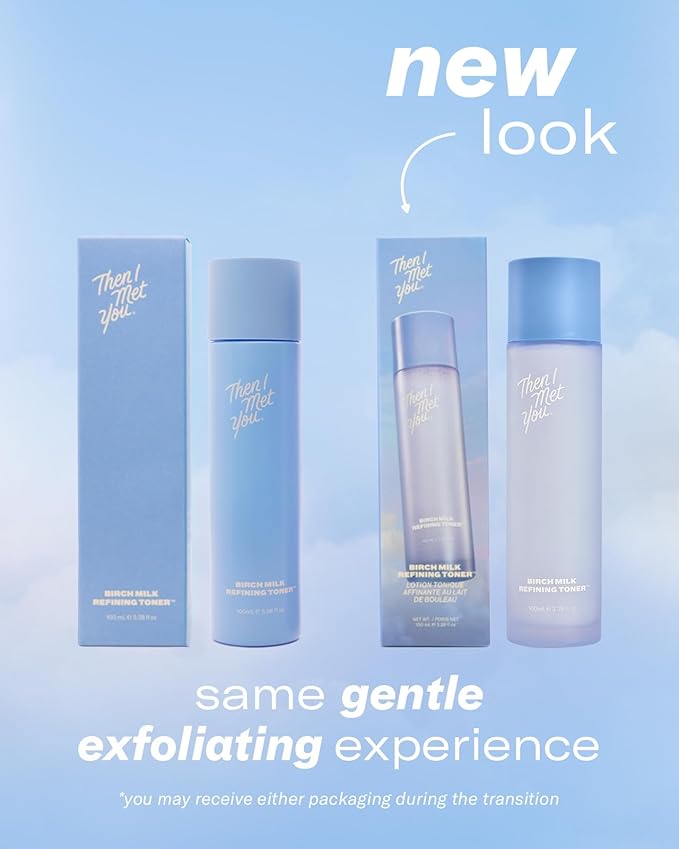 Then I Met You Birch Milk Refining Toner, Hydrating and Exfoliating Milky Toner, Minimizes Pores and Strengthens Skin Barrier, Korean Skincare for Deep Hydration, Gentle Daily Exfoliant, 3.38 oz