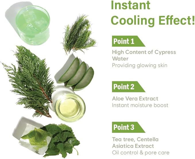 Cypress Aloe Calming Toner Pads [70 Sheets] – Instantly Cooling & Soothing Toner with Centella Asiatica, Reduce Redness & Pore Care, Vegan, Dermatologist-Tested for Sensitive & Acne-Prone Skin