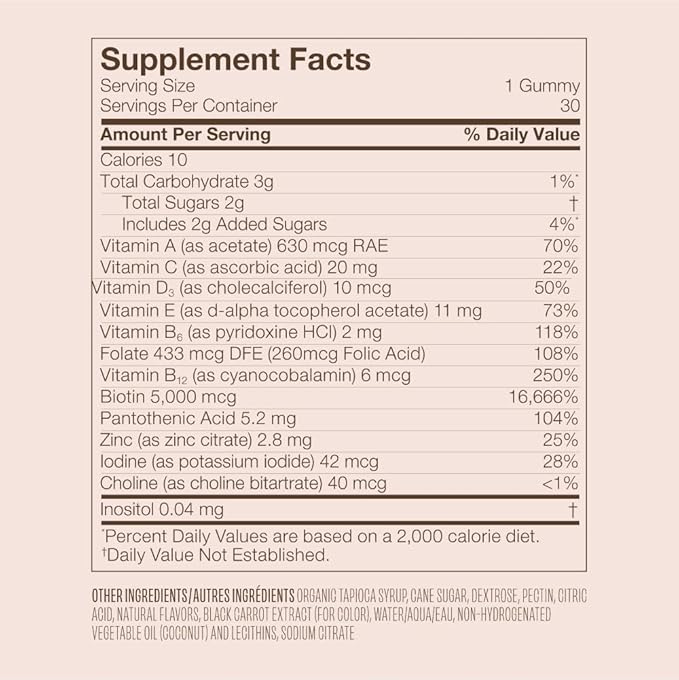 VEGAMOUR GRO Biotin Gummies, Strawberry Flavor with 5000 mcg Biotin, Supports Healthy Hair Vegan Gummies with Vitamins A, B, C, E, B-12 & More, 30 Ct (Pack of 2)