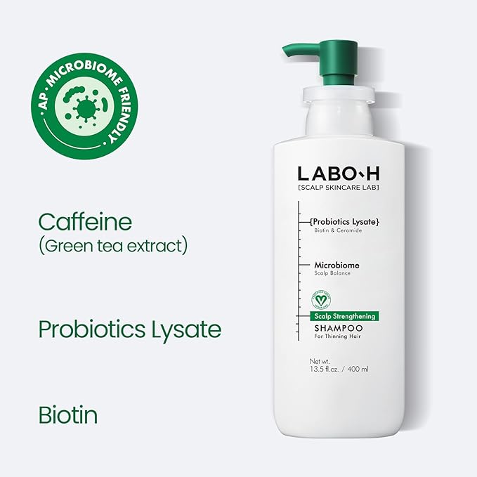 Scalp Strengthening Shampoo for Hair Growth & Anti-Loss | Vegan Ceramide Haircare Routine with Rosemary Oil, Biotin and Caffeine, Paraben Free, Korean Hair Care, 13.5 Fl. oz.