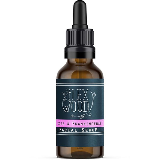 The Ilex Wood - Rose and Frankincense Face Serum - 100% Natural, Vegan, Moisturising, Anti Ageing, Wrinkle & Line Reducing, Cruelty Free, Plastic Free, Handcrafted - 20ml (0.68 fl oz)