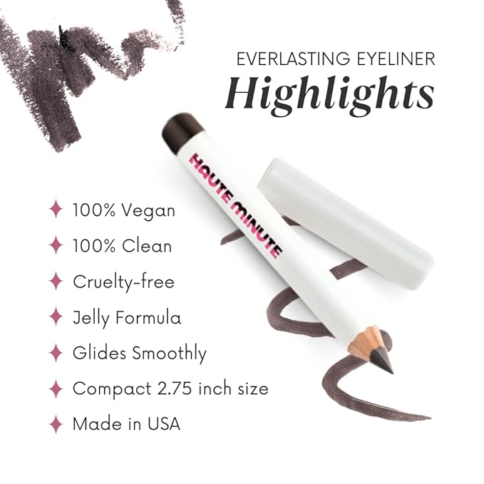Mini Everlasting Eyeliner, Smooth Glides Eyeliner Pencil, Longwearing Eye Makeup, Vegan - Brown