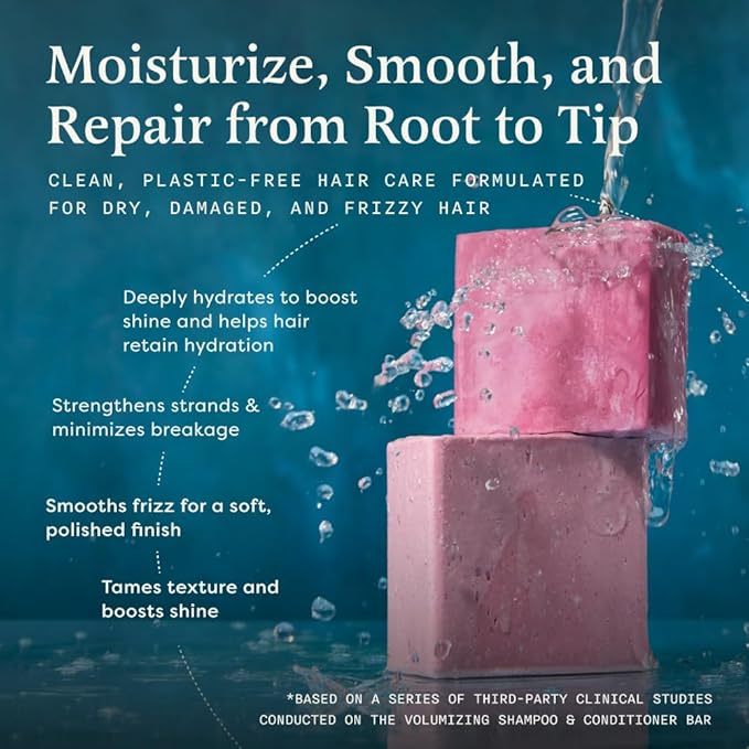 The Earthling Co. Moisturizing Peptide Shampoo Bar For Hair Growth, Strength, Repair & Split Ends - Sulfate, Silicone, Paraben Free for Dry, Damaged, Frizzy Hair - Made in USA (Rosy Jasmine, 3oz)