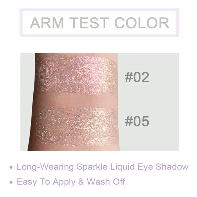 SUAKE Liquid Sparkling Glitter Eye Shadow Sticks – Crystal Silver Golden Eyeshadow, Eyeliner, Eyelid Shimmer Highlight Makeup, sombra de para ojos,Waterproof Quick-Drying