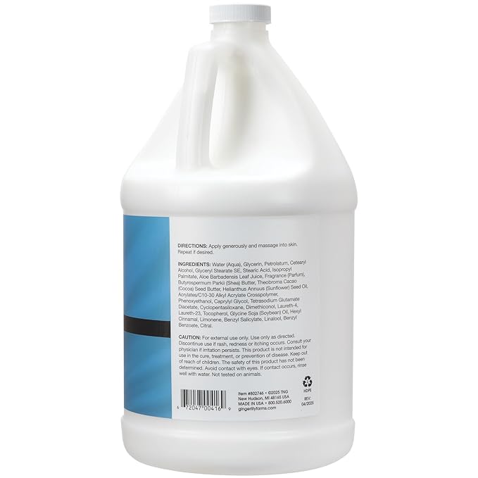 Ginger Lily Farms Botanicals Shea Indulgence 24H Deep Hydration Body Lotion, Island Tranquility, 100% Vegan & Cruelty-Free, Green Tea & Lemongrass Scent, 1 Gallon (128 fl oz) Refill