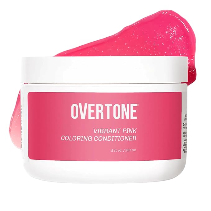 Overtone Color Depositing Semi-Permanent Hair Dye Conditioner - 8 oz For Natural & Color-Treated Hair, Moisturizing Shea Butter & Coconut Oil - Vegan & Cruelty-Free, Vibrant Pink