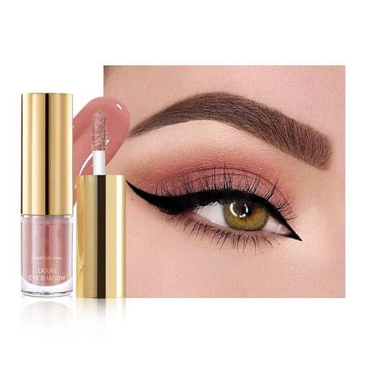 Warm Brown Shimmer Liquid Metallic Eyeshadow, Longwear Eye Makeup For Older Women, Buildable Highly Pigmented & Blendable Eye Shadow Cream in Shimmer Finishes, Vegan & Cruelty-Free, (01#Warm Brown)