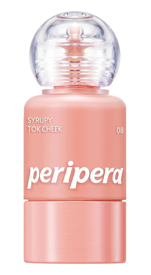 PERIPERA SYRUPY TOK CHEEK 15 Colors, Liquid Blush, Dewy Finish and Hydrates All day, Soft Velvet Texture Face Cheek Tint (08 SYRUP GRAPEFRUIT)